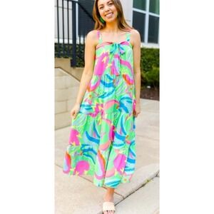 NWT Michelle McDowell Copacabana Pine Callie‎ Dress XL Artsy Colorful Resort